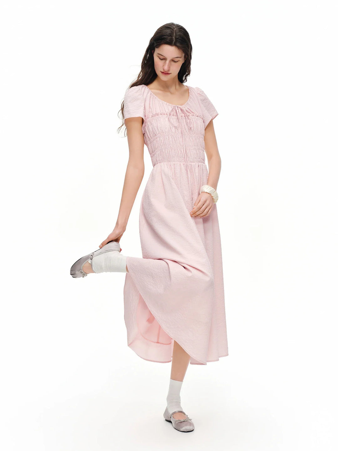 Isotta Soft Draped Dress, view 3 - Elena Harper