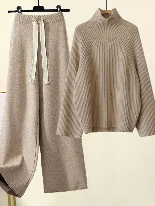 Dilys | Women's Knitwear Set with Drawstring Waist Trousers