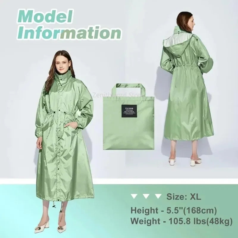 Women's Packable Lightweight Longline Raincoat Brumelle, view 4 - Elena Harper