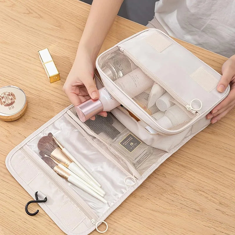 Hanging Travel Toiletry Bag 6 Compartments & Wet Pocket Compact & Versatile Waterproof Polyester, view 2 - Elena Harper