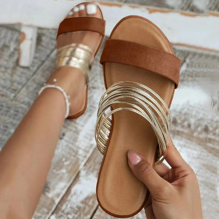 Jasmin | Women's Slip-On Flat Sandals with Double Straps