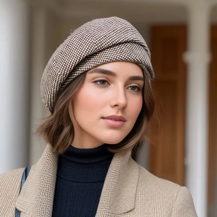 Cosetta Chic Checked Beret - Elena Harper