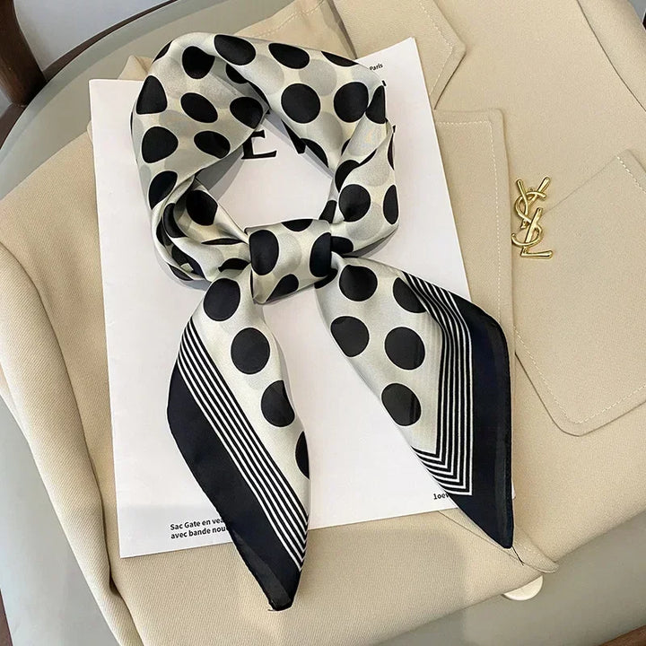 Printed Satin Square Scarf for Women - Hair and Bag Accessory