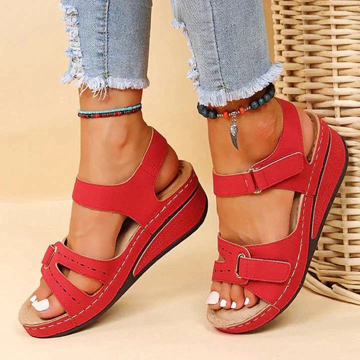 Comfortable orthopedic sandals with wedge heel