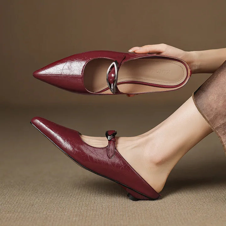 Clara Natural Leather Mules - Elena Harper