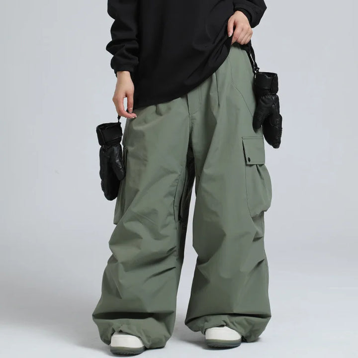 Unisex Loose Ski Pants – Breathable Snowboard Pants with Zipper and Insulation