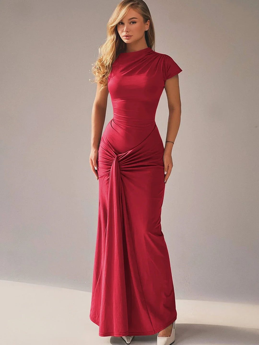 Nicki Elegant Draped Maxi Dress - Elena Harper