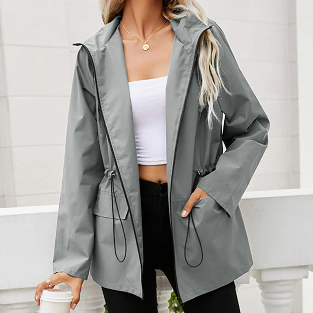 Women's Oversized Hooded Zip Raincoat Ondalise, view 3 - Elena Harper
