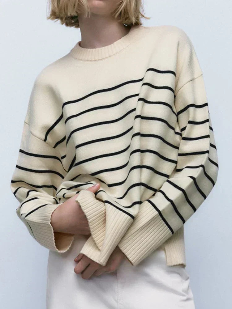 Louise Striped Couture Sweater, view 3 - Elena Harper
