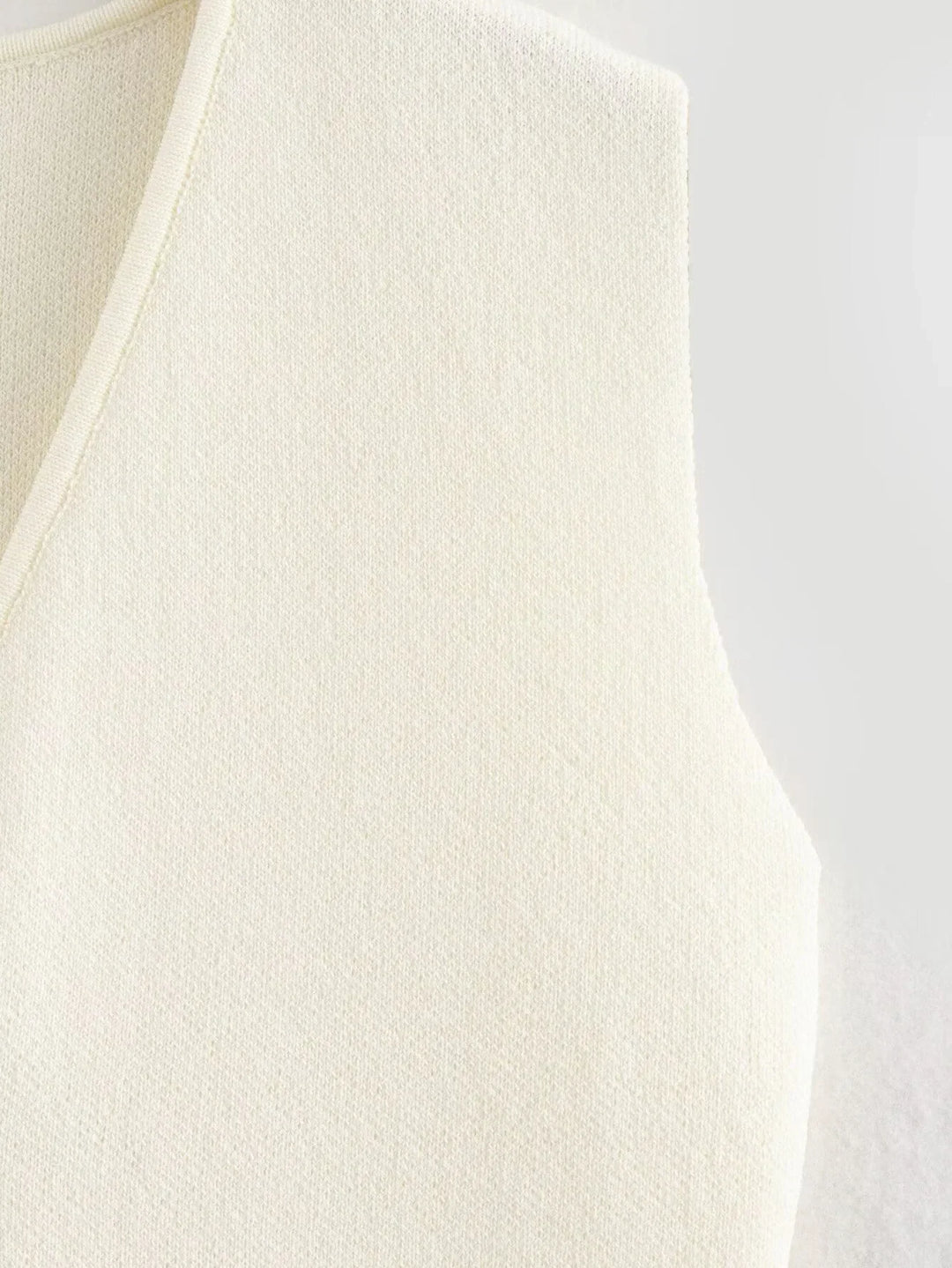 Button Front Knitted Vest Top with Sleeveless Design