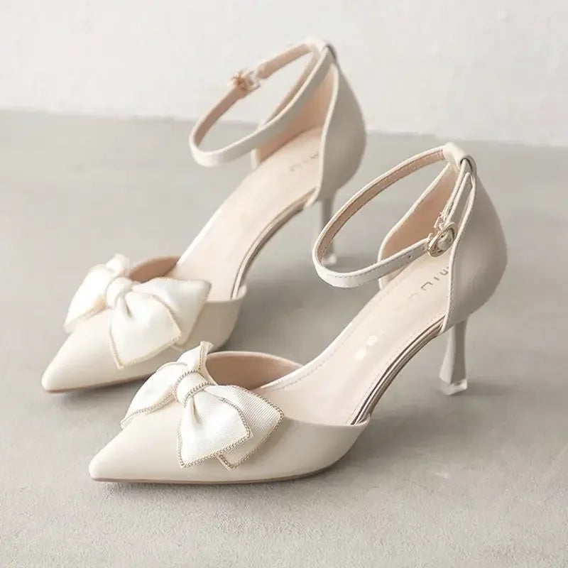 Erich | Pointed Strap Heels with Bow Detail