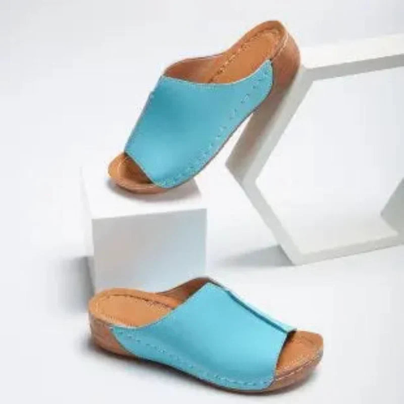Elizabeth Wedge Heeled Slides, view 7 - Elena Harper