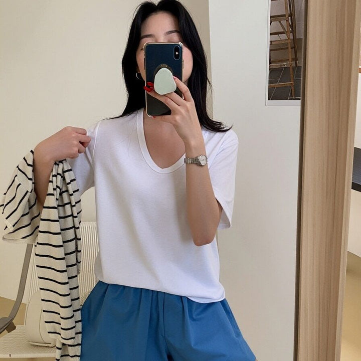 Women's Basic Short Sleeve T-Shirt Loose Slim Fit