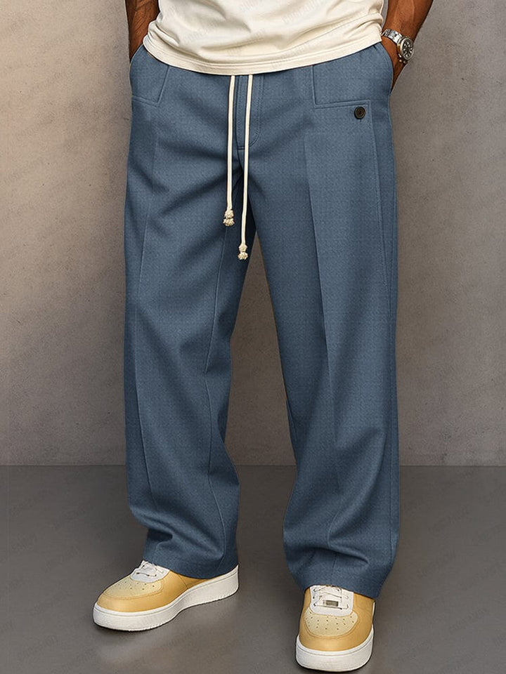 Men's Relaxed Fit Pants – Suitable for Work and Leisure, With Zipper and Elastic Waist