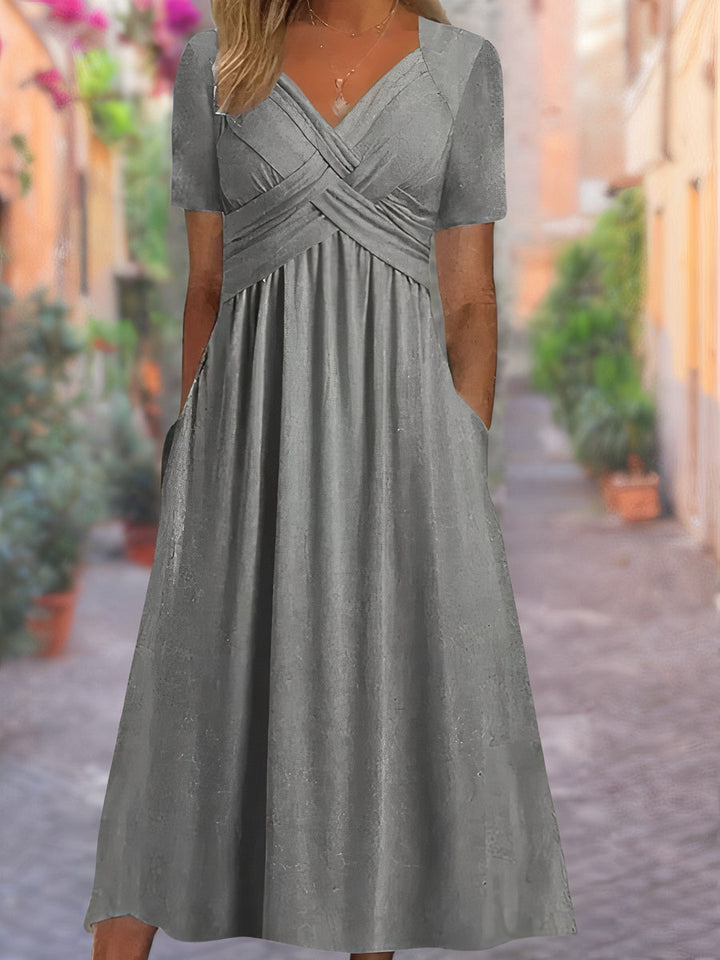 Cora Women's Comfortable V-Neck Pocket Dress - Elena Harper