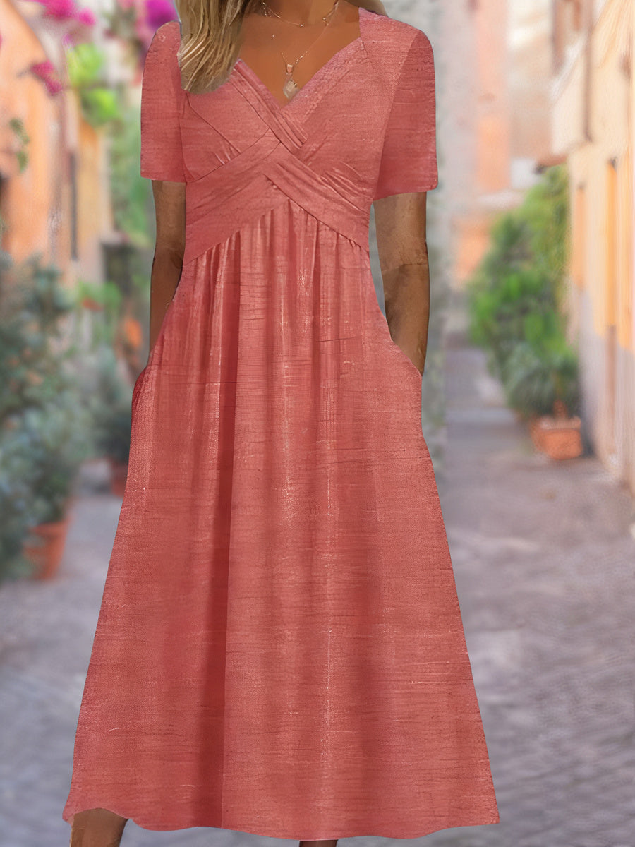 Aria Comfortable V-Neck Dress - Elena Harper