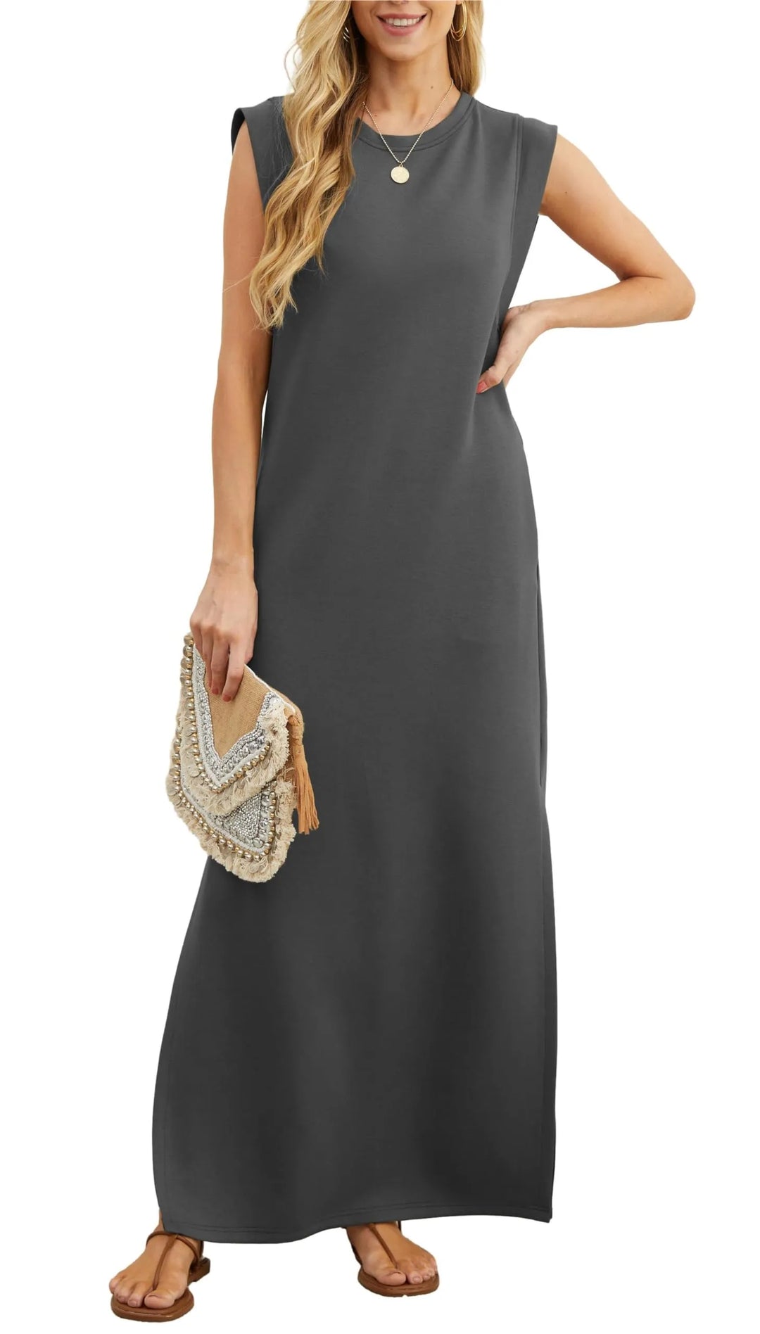 Laken Relaxed Fit Split Maxi Dress - Elena Harper
