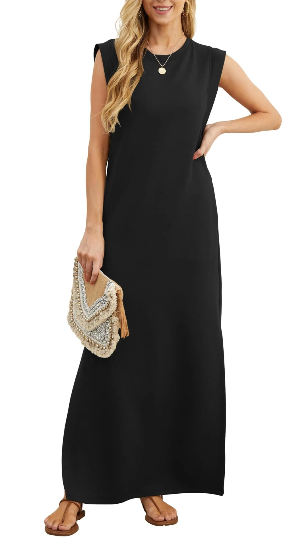 Laken Relaxed Fit Split Maxi Dress - Elena Harper