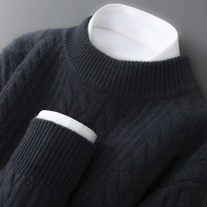 Elliot Cashmere Cable Knit Sweater with Clean Crew Neck for Men - Elena Harper