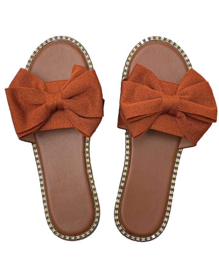 Bow Flat Slide Sandals