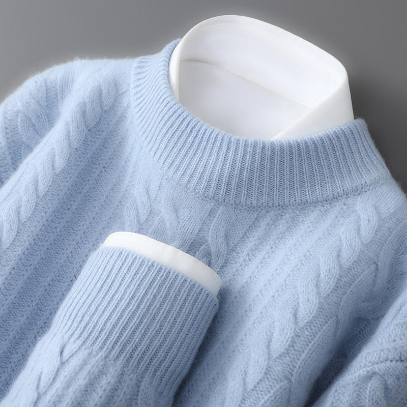 Elliot Cashmere Cable Knit Sweater with Clean Crew Neck for Men - Elena Harper