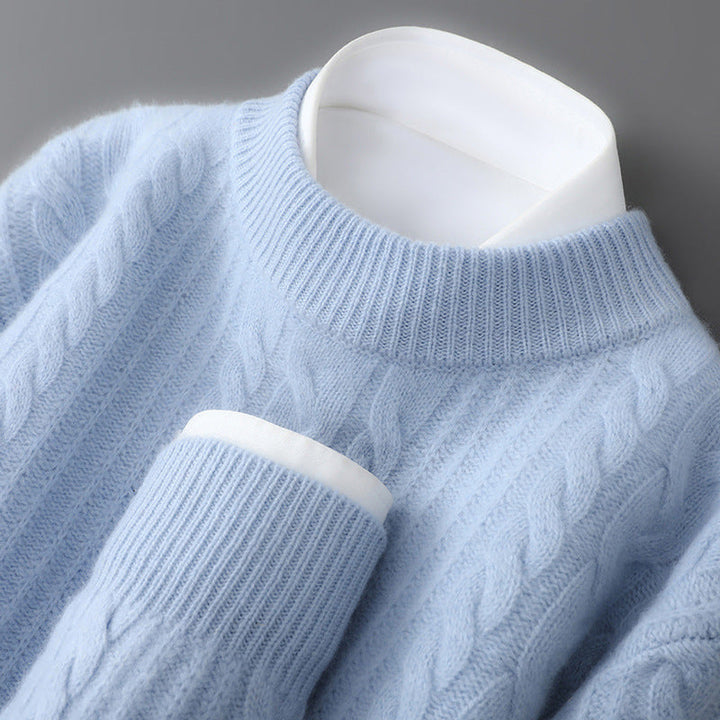 Elliot Cashmere Cable Knit Sweater with Clean Crew Neck for Men - Elena Harper
