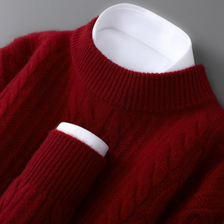 Elliot Cashmere Cable Knit Sweater with Clean Crew Neck for Men - Elena Harper