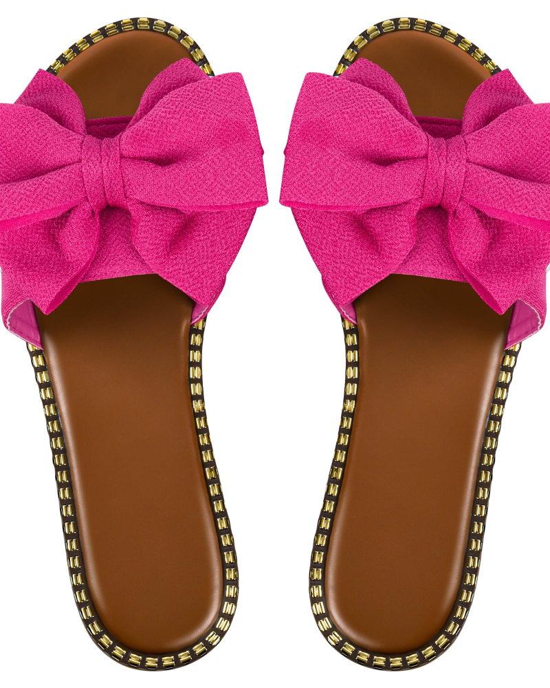 Bow Flat Slide Sandals