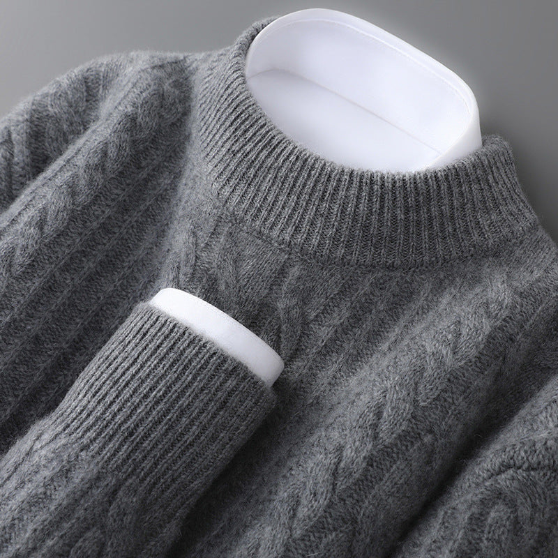 Elliot Cashmere Cable Knit Sweater with Clean Crew Neck for Men - Elena Harper