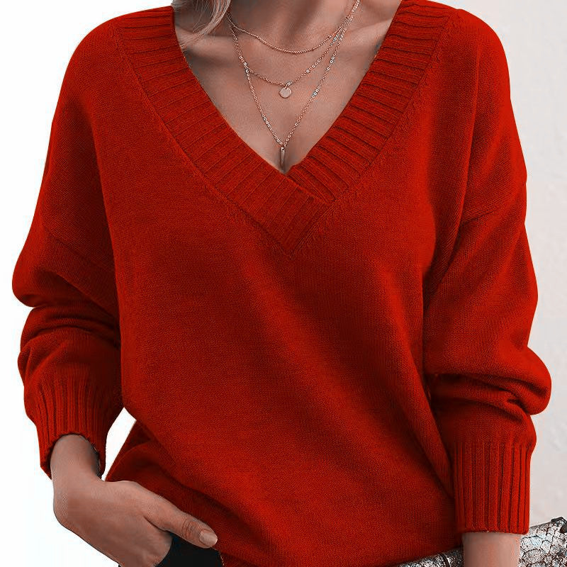 Mordane - Elegant Long Sleeve Sweater With V-Neck