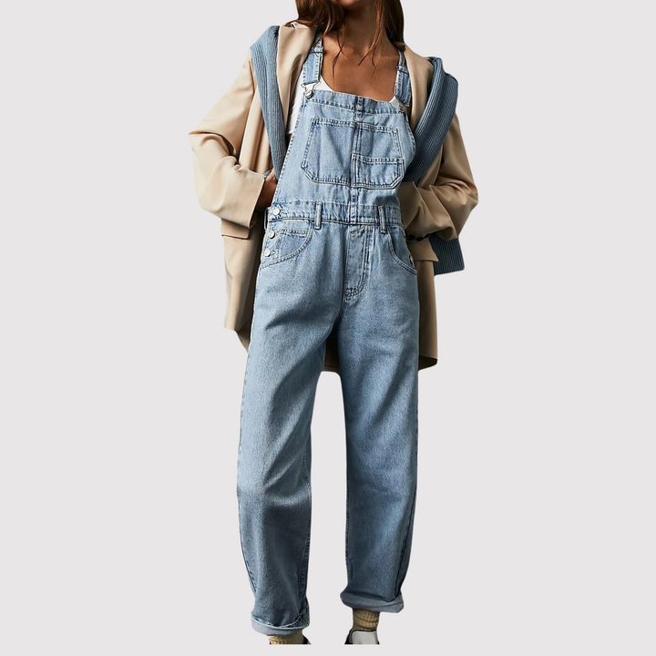 Elegant Women's Denim Jumpsuit – Casual Overalls with Adjustable Straps