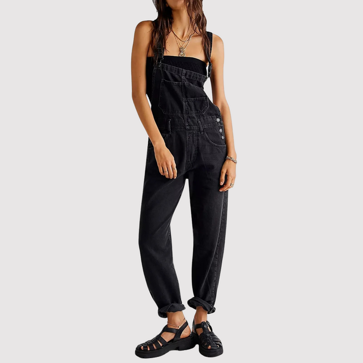 Elegant Women's Denim Jumpsuit – Casual Overalls with Adjustable Straps