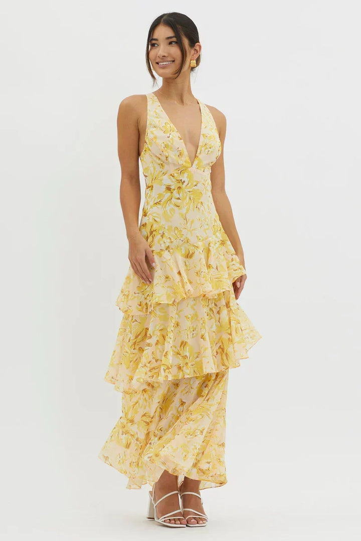 Lisa Coral Floral Midi Dress Fluid and Romantic Elegance - Elena Harper