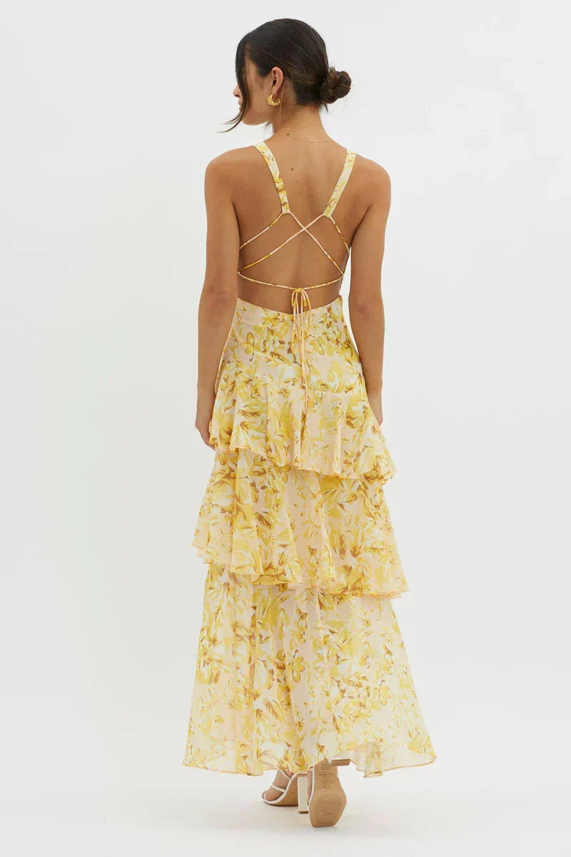 Lisa Coral Floral Midi Dress Fluid and Romantic Elegance - Elena Harper