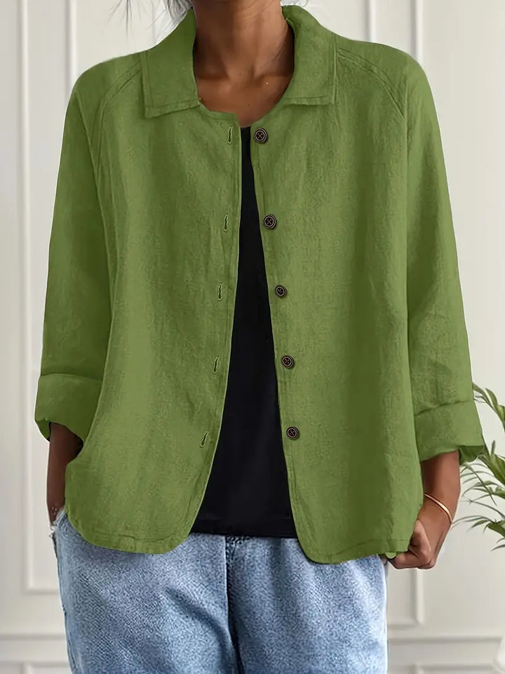 Lightweight Cotton Blouse with Collar and Button Closure for Women, view 8 - Elena Harper