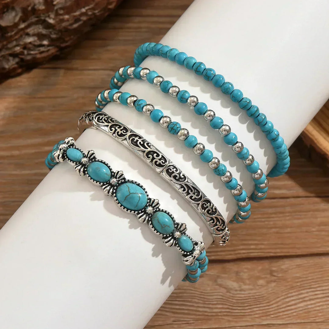 Maëlys Refined Turquoise Multi-Strand Bracelet - Elena Harper