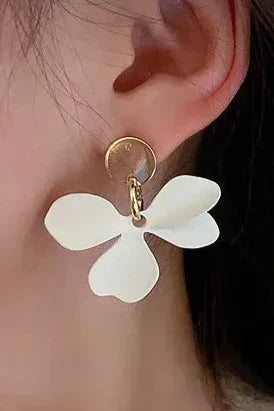 Asymmetrical Earrings Beige-White Petals!, view 2 - Elena Harper