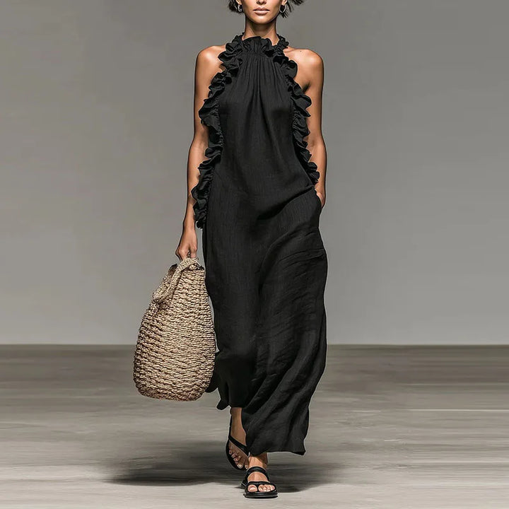 Bohemian Long Dress with Ruffles - Elena Harper
