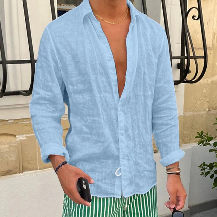 Marcello Lightweight Linen Shirt, view 2 - Elena Harper