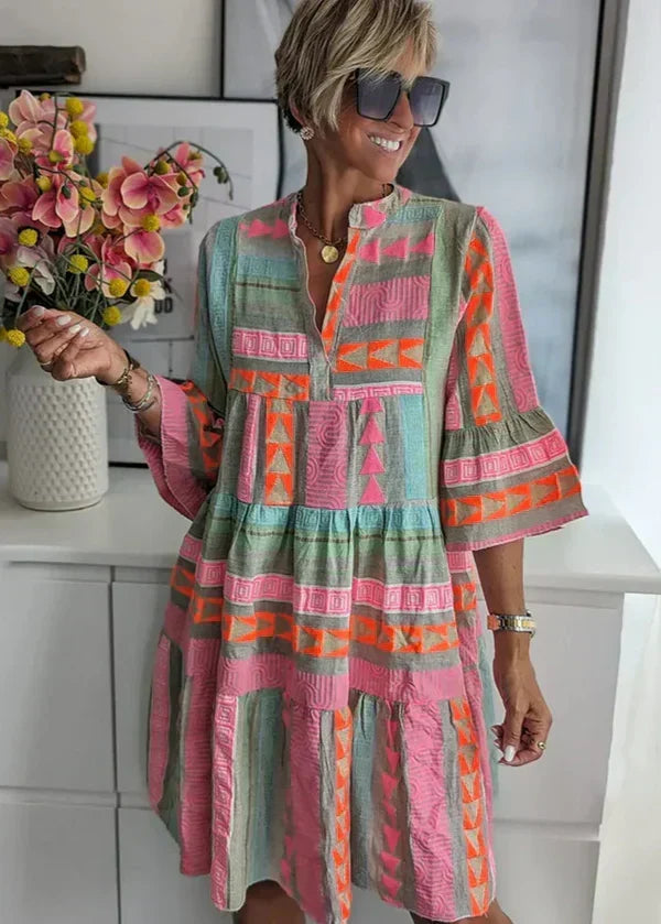 Ava - Chic V-Neck Hemp Summer Dress