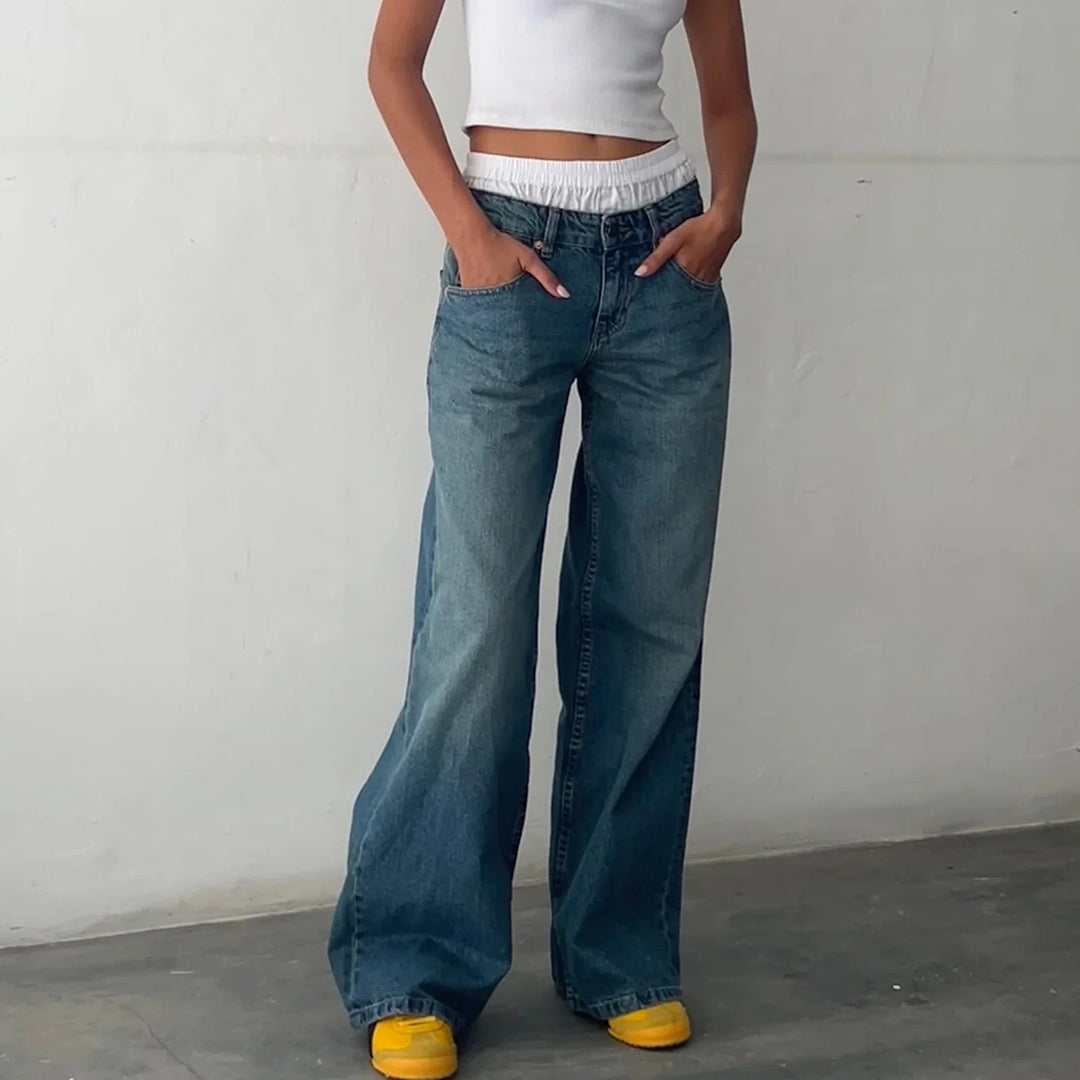 Alzbeta Relaxed Denim Pants, view 3 - Elena Harper