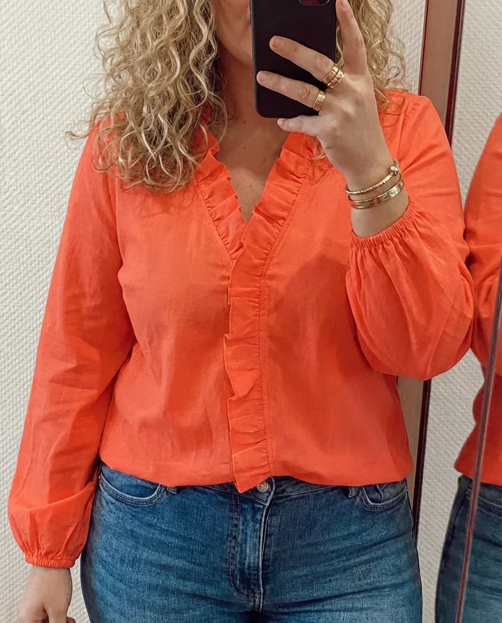 Magnolia Feminine Blouse with Playful Ruffles - Elena Harper
