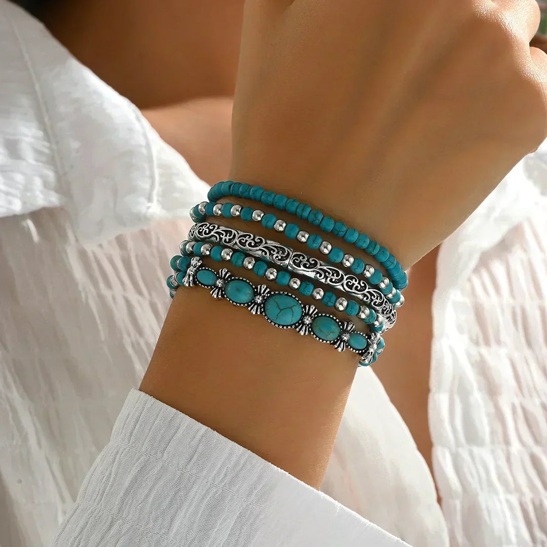 Maëlys Refined Turquoise Multi-Strand Bracelet - Elena Harper