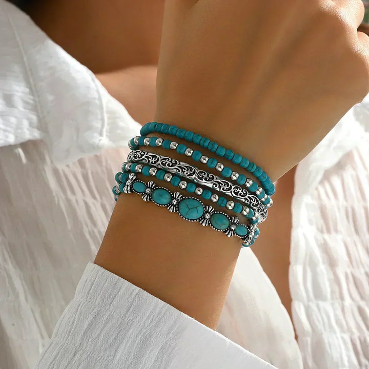 Maëlys Refined Turquoise Multi-Strand Bracelet - Elena Harper