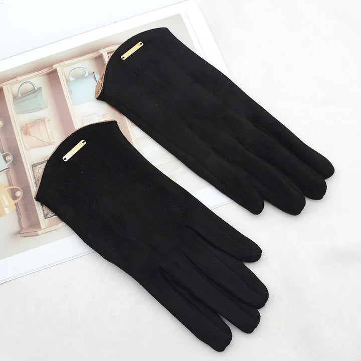 Elegant Suede Gloves Touchscreen, Warm & Windproof - Elena Harper
