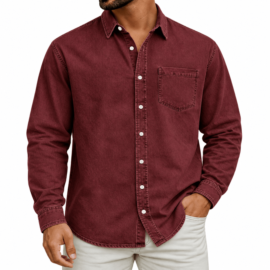 ELENA HARPER™  |  PRE-WASHED COTTON HENLEY SHIRT FOR MEN