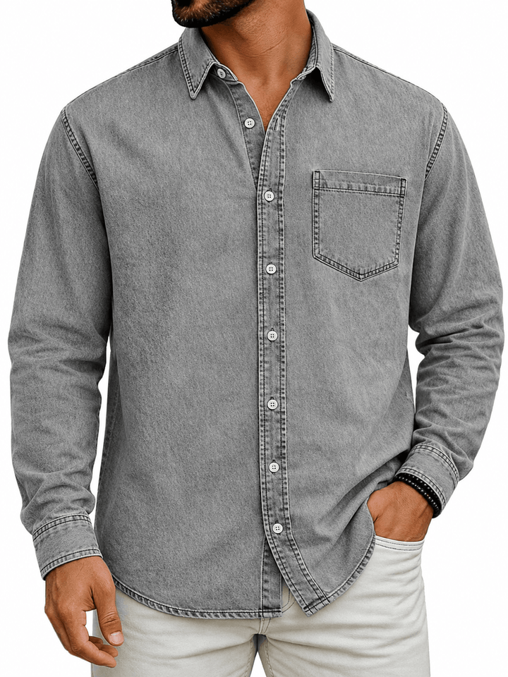 ELENA HARPER™  |  PRE-WASHED COTTON HENLEY SHIRT FOR MEN
