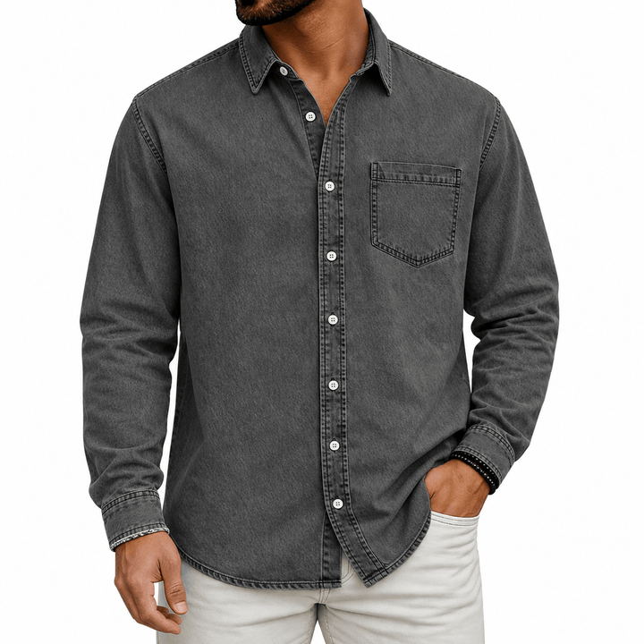 ELENA HARPER™  |  PRE-WASHED COTTON HENLEY SHIRT FOR MEN