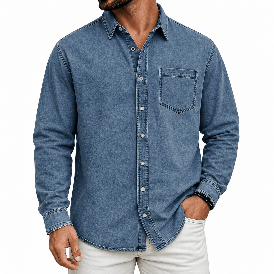 ELENA HARPER™  |  PRE-WASHED COTTON HENLEY SHIRT FOR MEN