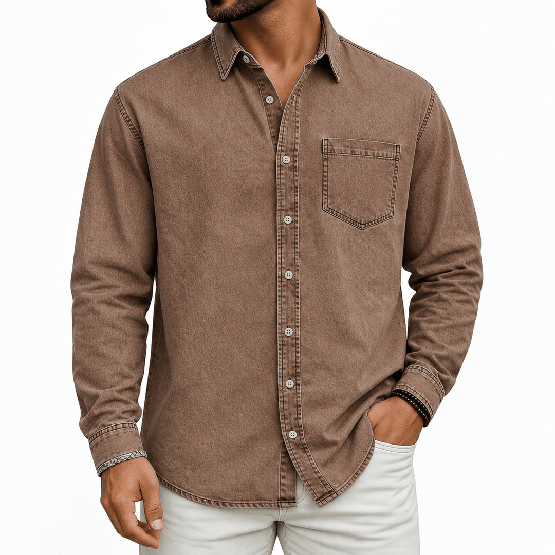 ELENA HARPER™  |  PRE-WASHED COTTON HENLEY SHIRT FOR MEN